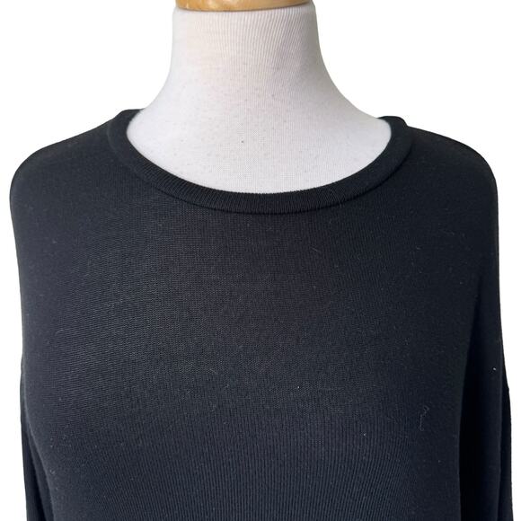 REFORMATION Dropped Shoulder Crewneck Long Sleeve Sweater Dress Medium Black - Picture 5 of 10